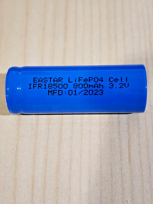1 x IFR18500 3.2v LiFePO4 RECHARGEABLE BATTERY solar lights flat top MFG 01/2023