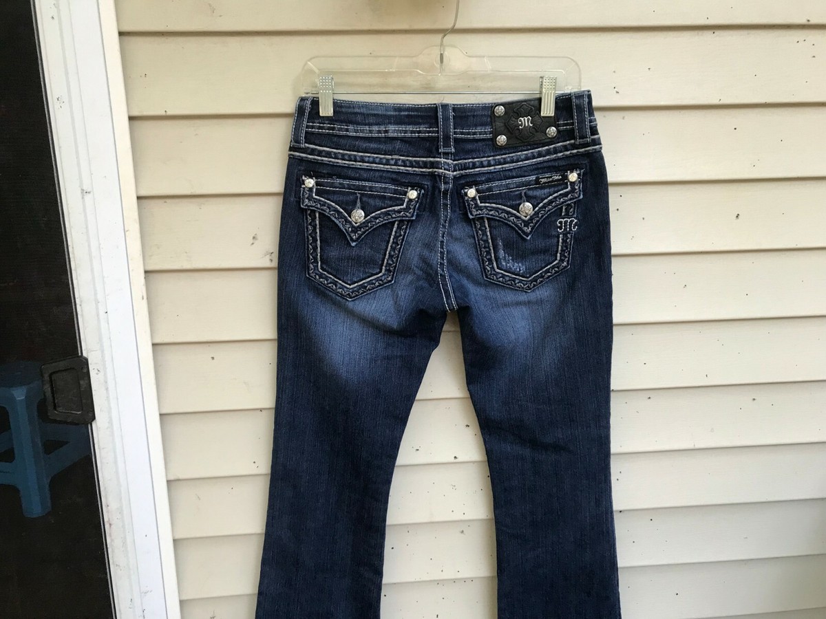 Jeans Bootcut Miss Me JS5609BV Destroy Bleu Taille 27 - Occasion Très Bon état - Stretch