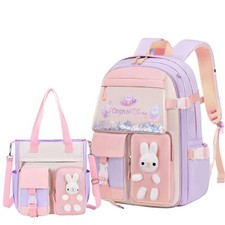 Bunny Backpack for Girls Cute Kids Bookbag for Elementary School Kawaii Presc...