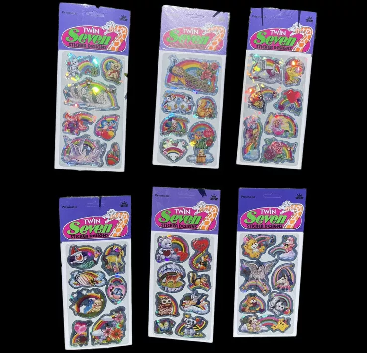 Vintage 80s 90s stickers Twin Seven prism Holographic Animals & Fairies  ￼￼lot-6