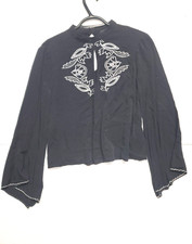 Minkpink Top Women Small Black White Graphic Print Long Sleeve Dress Blouse