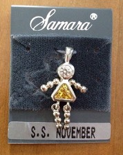 New Girls Birthstone Pendant Charm STERLING SILVER 0.925 November Citrine Gem