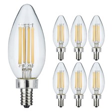 6 Pack LED Dimmable Filament Candle 8W Candelabra E12 C11 Clear 4000K Cool White