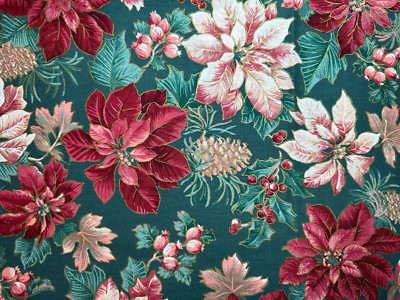 Poinsettias on Green Background from The Kesslers Concord Fabrics 45 inches OOP