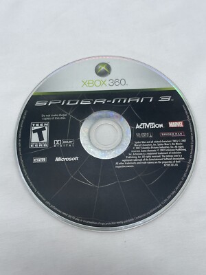 Spider-Man 3 (Microsoft Xbox 360, 2007) Marvel SpiderMan III Disc Only Tested
