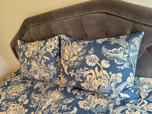 ABSOULTELY BEAUTIFUL BLUE POTTERY BARN FULL / QUEEN LINEN DUVET W 2 SHAMS #347 - Picture 10 of 15