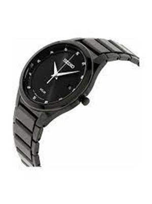 Seiko Men's Core Black Steel Bracelet Hardlex Crystal Solar Analog