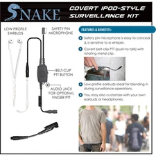 Quick Release Covert SNAKE Ipod-Style Headset for Tait 8100 / 9400 2-Way Radios