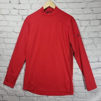Under Armour ColdGear Fitted Reactor Mock Neck Mens Sz M Red