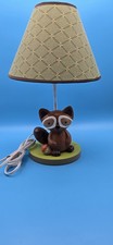Lambs  Ivy Lamp Raccoon  Acorn Green Childs Room Lamp W/ Original Shade