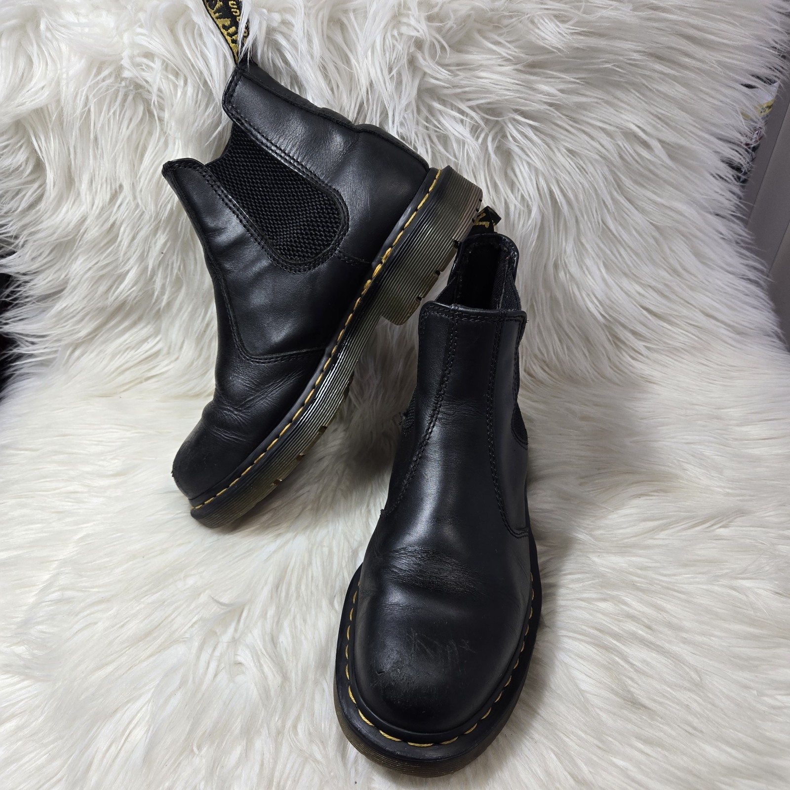 Dr. Martens Black Leather Chelsea Ankle Safety Boots Women's Size 9 Men's 8