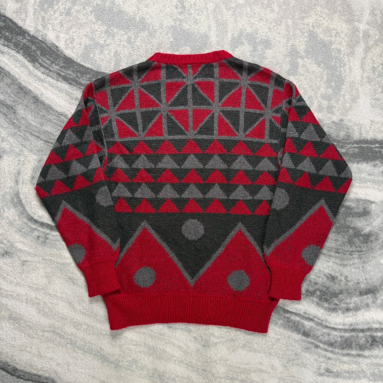 Women's Vintage United Colours of Benetton 1990's Geometric Medium Red Jumper image 8