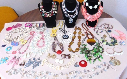 Vtg Now 52 Piece Boho Beach Colorful MOP Statement Runway Costume Jewelry Lot