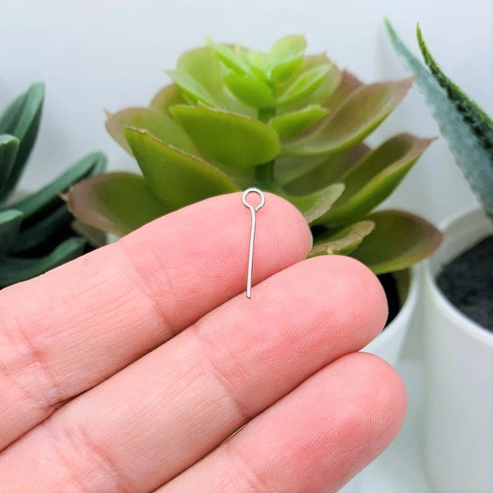 Alfileres de ojo de plata de acero inoxidable de 16 mm, 21 g - Vendedor de EE. UU. Foto 2 de 3