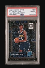 2022 PANINI DONRUSS OPTIC #223 PEYTON WATSON FAST BREAK BLACK 1/1 RC PSA 8