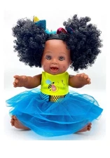 Orijin Bees Sugar Puff 12" Baby Bee Doll Black Hair Curly Brown Eyes Ages 3 Up