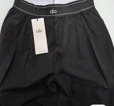 Alo Women s Black Solid Pull-On Trouser, Activewear Pants Black Size L