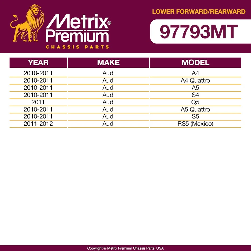 Lower Forward & Rearward Control Arm Kit for 2010-2011 Audi A4 A4 Quattro - Image 2 of 4