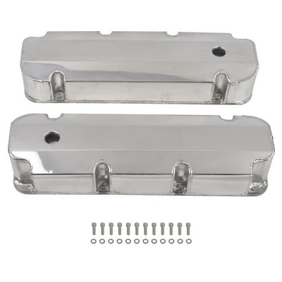 Polished Fabricated Valve Covers Kit with Hole for BBF Big Block Ford 429-460