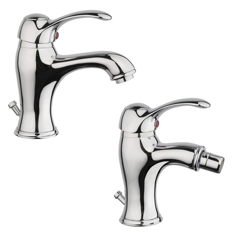 Set miscelatori classico lavabo e bidet con scarico ottone cromo Quaranta Jolly - Foto 1 di 5