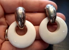STUNNING VINTAGE ESTATE MILK GLASS 1 3/4" POST EARRINGS! G37500