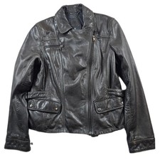 Banana Republic Moto Jacket Womens Large Black Asymmetrical Zip Biker