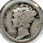 1918-S Mercury Dime 10c Fine Very Good G+ * Great Original Surfaces * 1918S #1