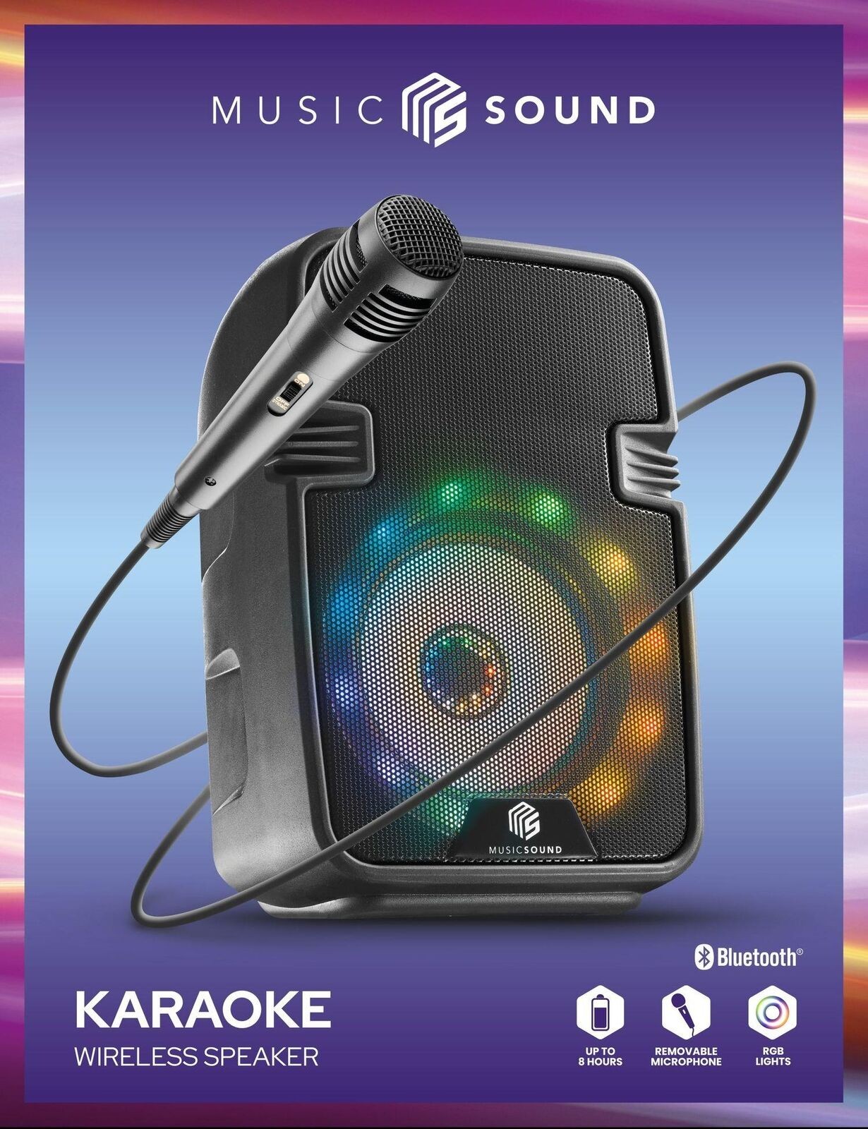 Speaker Bluetooth Karaoke Music Sound: Luci LED e Microfono Incluso - 2