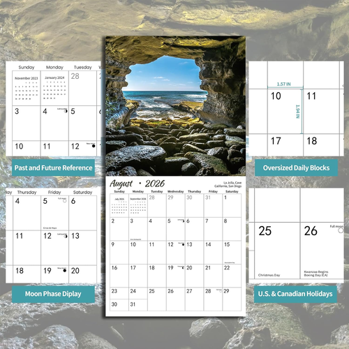 2026 Wall Calendar Mysterious Space, 14 Months Hangable Wall Calendars, 12" x 24 - Picture 4 of 6