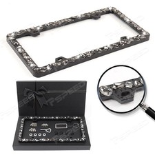 Bling Black Fancy-cut Crystal Sparkling Rhinestone Diamond License Plate Cover Bling Black Fancy-cut Crystal Sparkling Rhinestone Diamond License Plate Cover