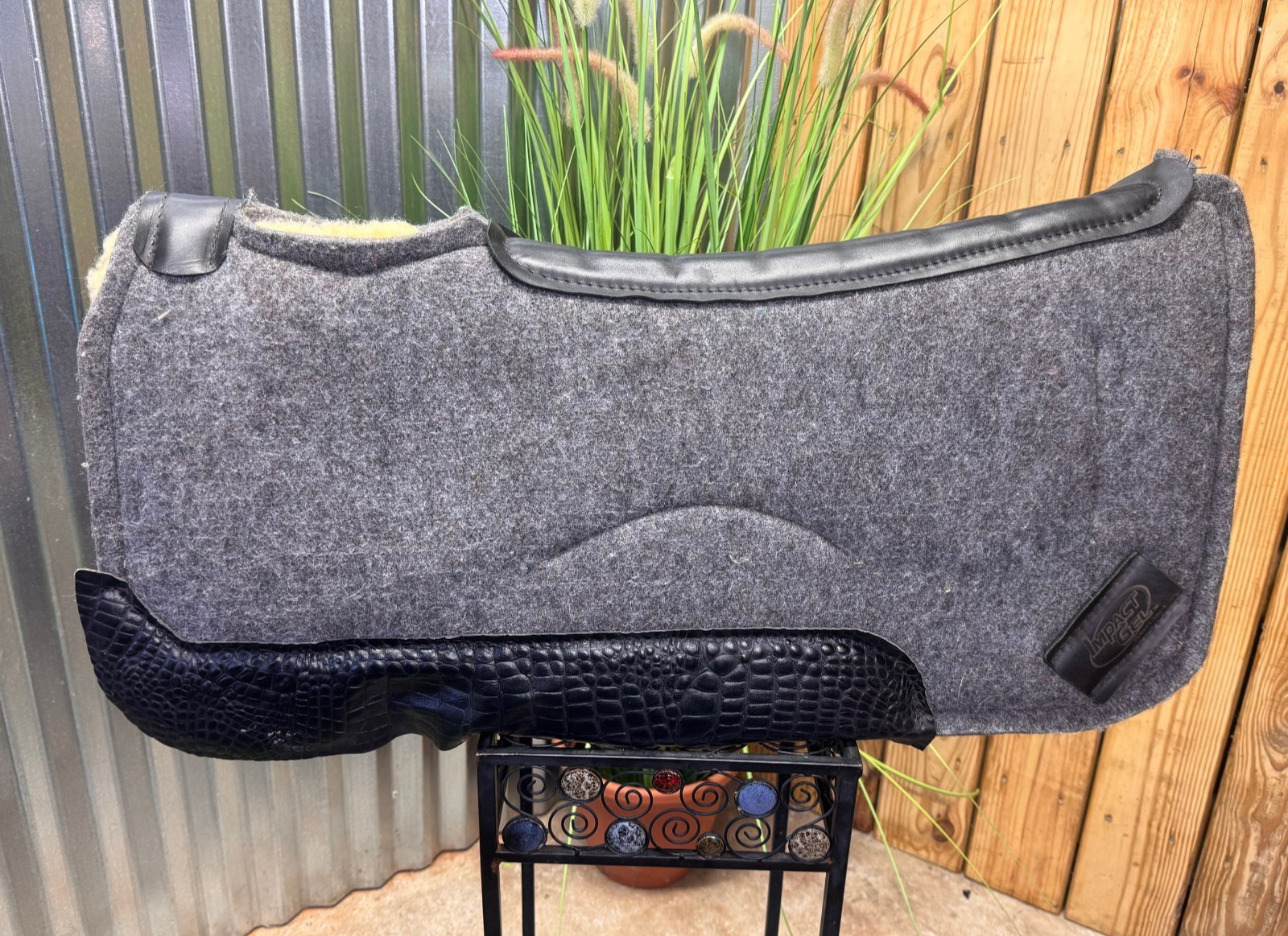 🌵IMPACT GEL Contoured Western Saddle Pad w Black Croc ~ 30" x 30" x 1"🌵