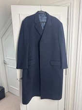 Mens Genuine Crombie Pure Wool Long Coat Jacket, Size Large