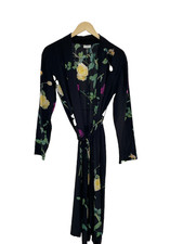 Dries van Noten Womens Black Floral Wrap Dres...