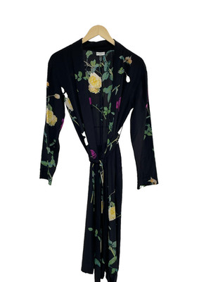 Dries van Noten Womens Black Floral Wrap Dress EU 36 UK 8