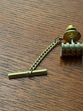Vintage Printing Press Ink Roller Tie Tack Chain Letterpress Printer Tool