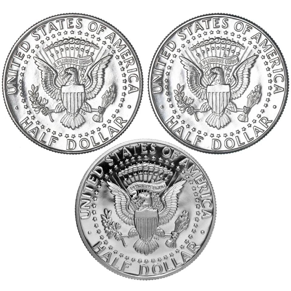 1989 P D S Kennedy Half Dollar Year Set Proof & BU US 3 Coin Lot - Image 2 of 4