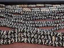 12 STRANDS BLACK WHITE WAVY BUFFALO BONE TUBE PIPE ROUND BEADS ASSORTED