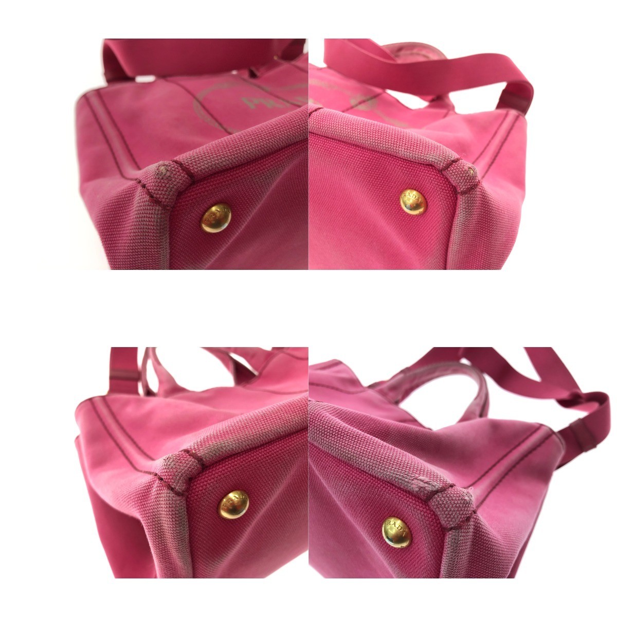 PRADA Ladies Tote Bag Canapa Tote Canvas BN1877 Pink Slight Scratches and Stains thumbnail 9