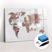 Glas Magnetboard Mit Schwamm Marker Magneten Set BüRo Ziegel-Weltkarte 100X70 Cm