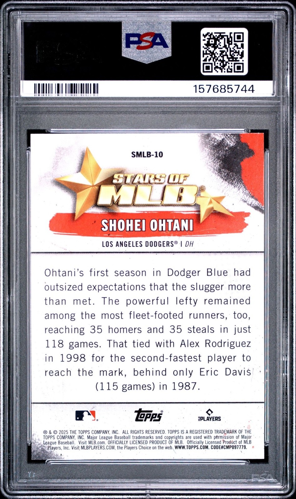 2025 Topps Shohei Ohtani Stars of MLB #SMLB-10 PSA 9 Mint view 2