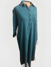 Vtg EDDIE BAUER Sz XXL Green Gown Robe Collared Button Cozy Cottage Made In USA