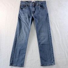 Wrangler Jeans Straight Fit Blue Denim 5-Pocket Adjustable Waist Size 12 Husky