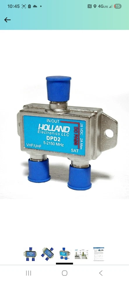 DISH NETWORK APPROVED HOLLAND DIPLEXER DPD2 SPLITTER *BRAND NEW* - Image 4 of 4