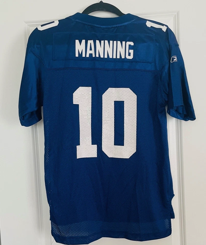 Camiseta deportiva New York Giants Eli Manning #10 Reebok para niños grande 14-16 azul manga corta Foto 2 de 4