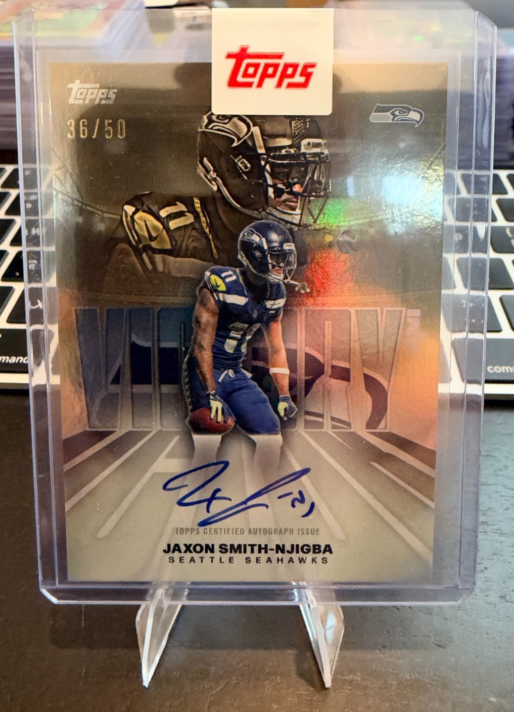 2026 Topps Flagship Football Jaxon Smith-Njiga Victory ink Auto #'d /50 36/50 view 1