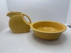 Vintage Fiesta Yellow Fiestaware Disc Small Juice Pitcher And Nappy Bowl