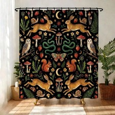 Fairy Rustic Forest Decorative Shower Curtain,Woodland Wild Animals Butterfly...