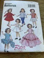 Butterick Pattern B6000 18" Doll Clothes RETRO 1956 Styles 5 Outfits Slip