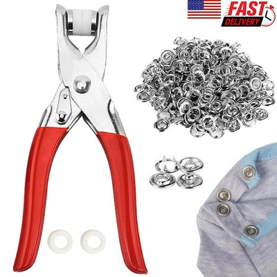 #ad 100 Pcs 9.5mm Snap Fasteners Kit with Pliers for Fabric Crafting amp; Clothes $7.99