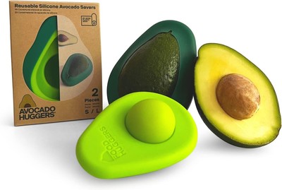 Food Huggers Avocado 2pc Silicone Set of 2 (1 Large,1 Small), Green 
